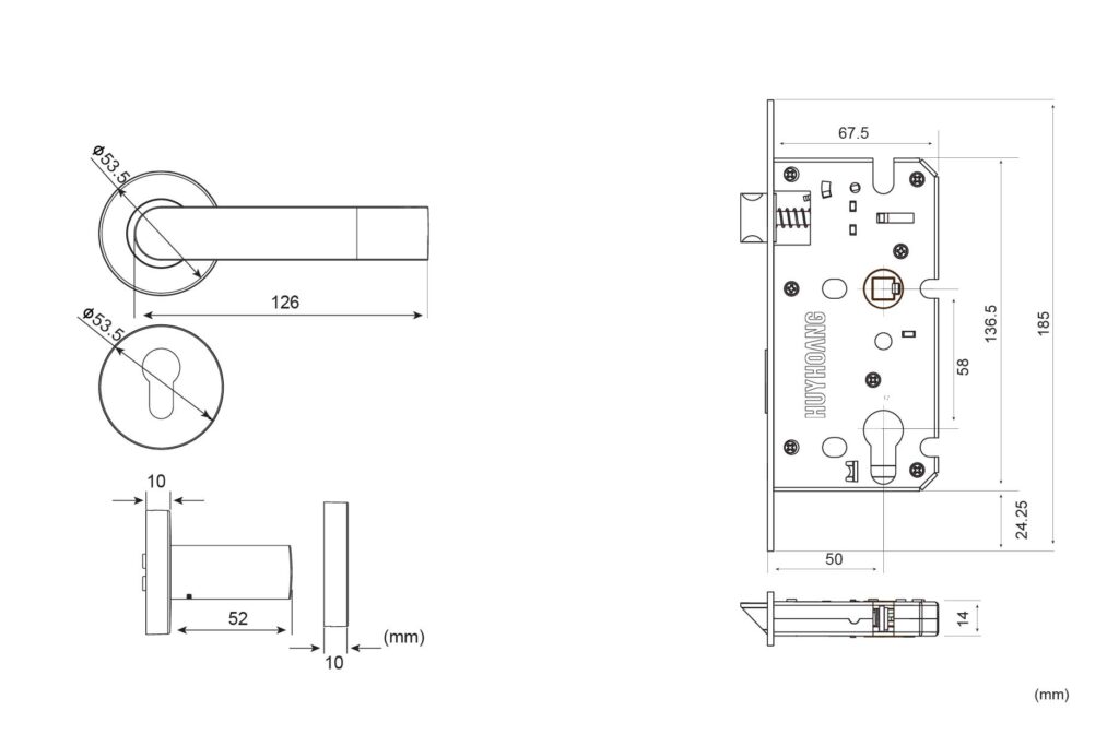 Kích thước khóa SSPT 5810 ABC