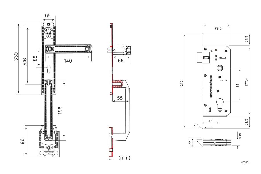 Thông số chi tiết của Khóa đại sảnh HC 8528DS