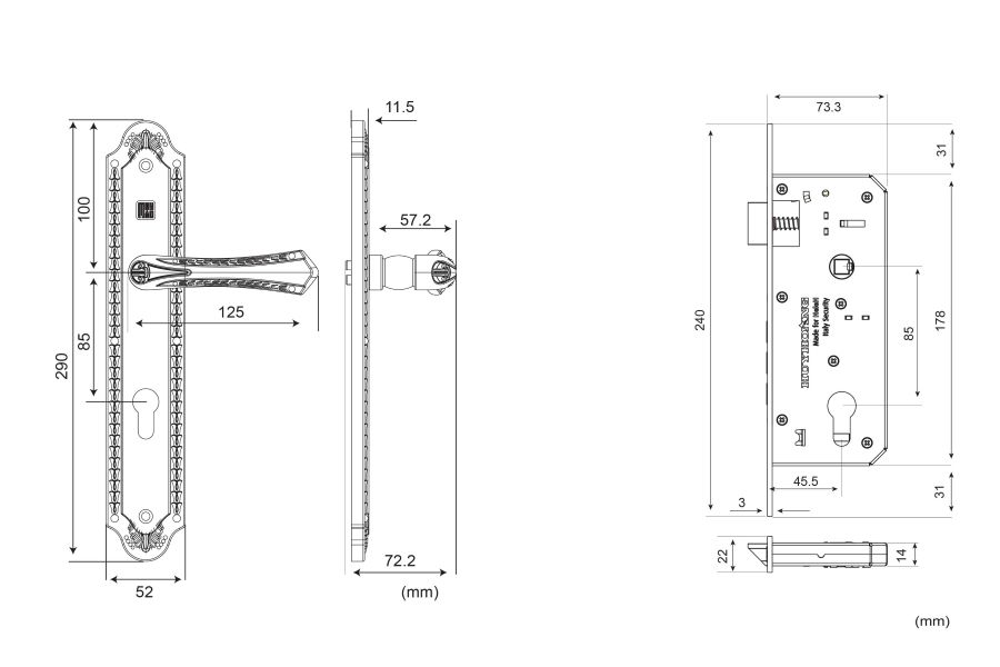 Thông số kỹ thuật khóa HC 8561 PVD