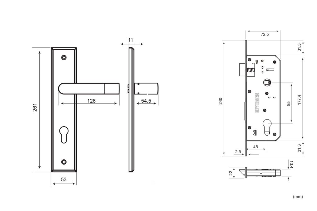 Kích thước khóa SS 8510 ABC