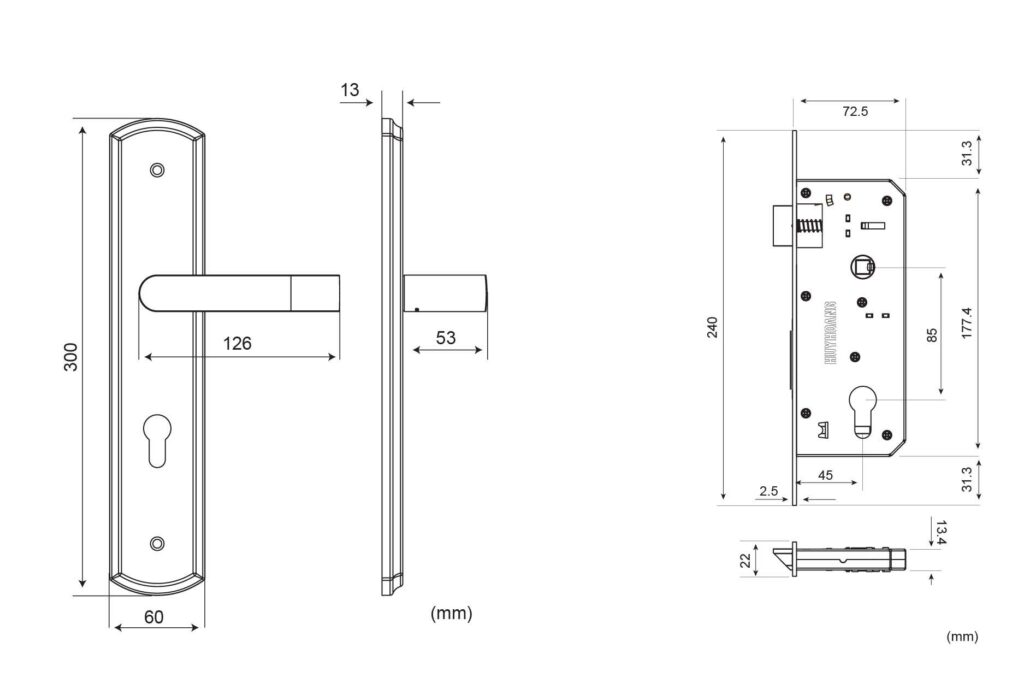 Kích thước khóa SS 8510 Đại