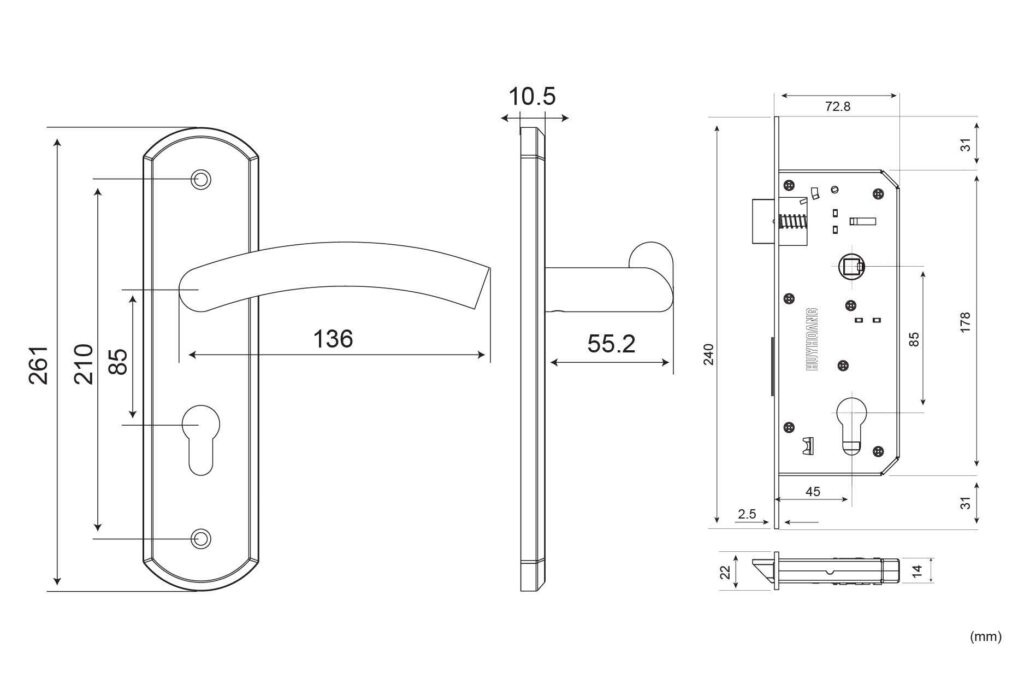 Kích thước Khóa SS 8537