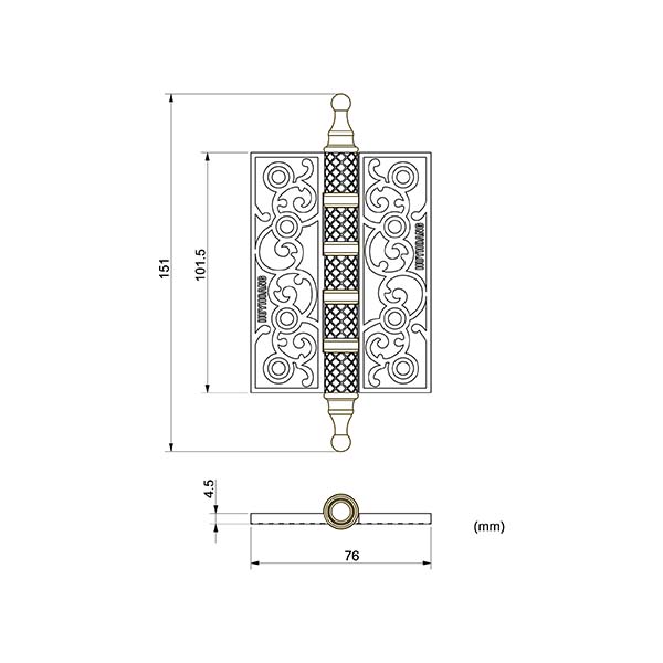 Kích thước Bản lề lá HCP 04 