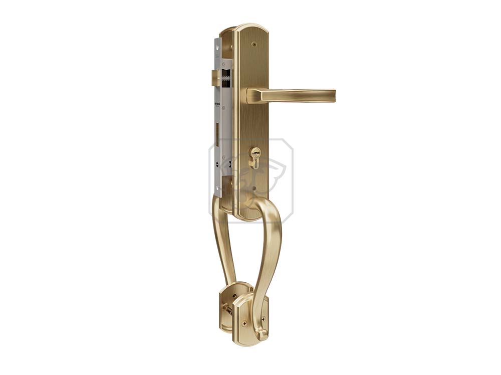 Khóa cửa đại sảnh HCX 8568DS làm bằng đồng, bề mặt đồng xước, thiết kế hiện đại